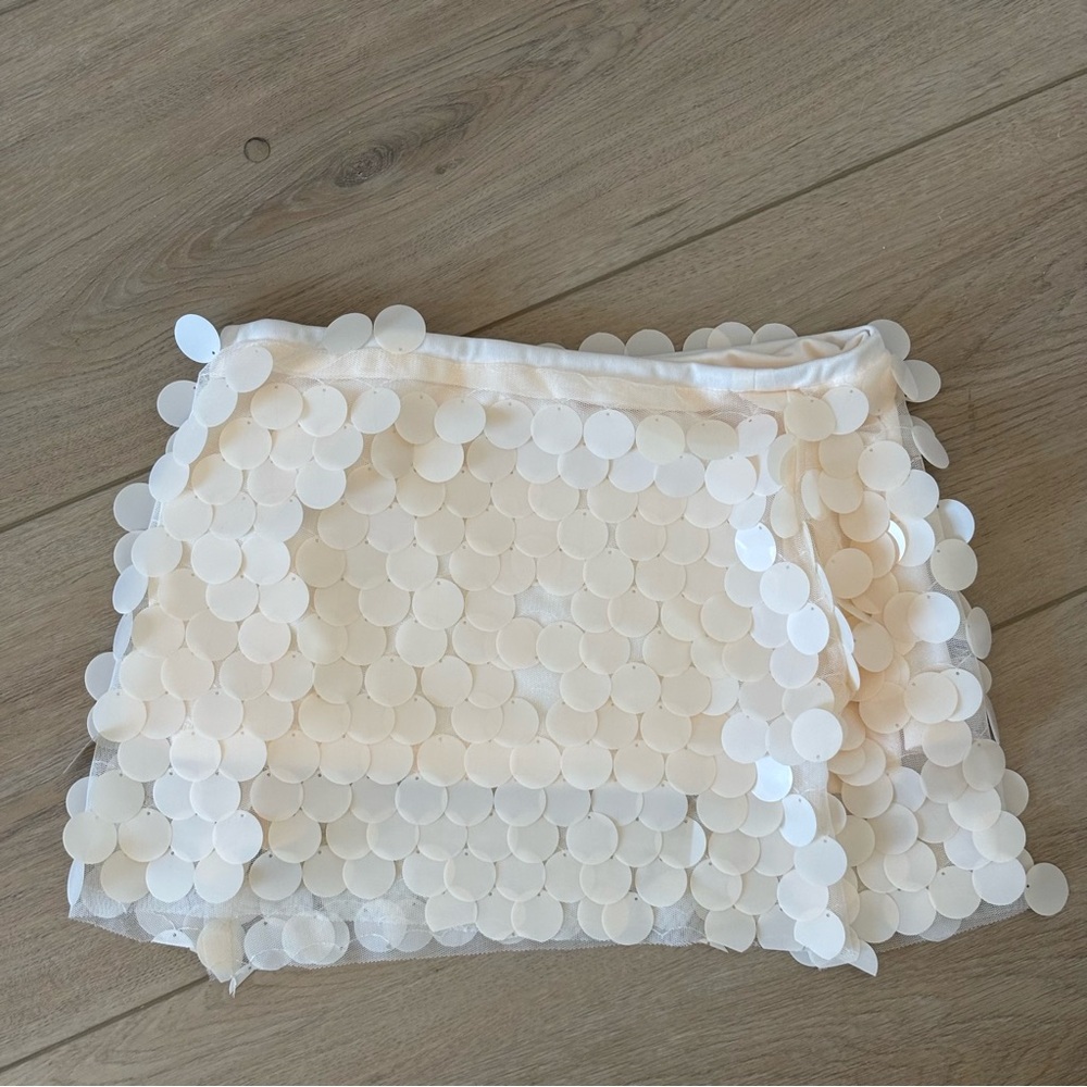 Ivory/Cream Sequin Mini Skirt - Picture 2 of 4